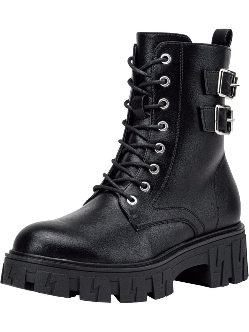 Stylish Women's Lace-Up Combat Boots - Chunky Heel Ankle Booties, Platform